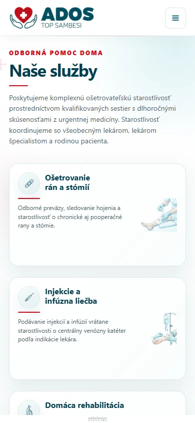 ADOS TOP SAMBESI — Prehľad poskytovaných služieb (Mobil)
